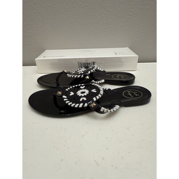Jack Rogers Jelly Sandals Size 8 Black Wihte Comfy Stylish Tropical - Picture 3 of 6